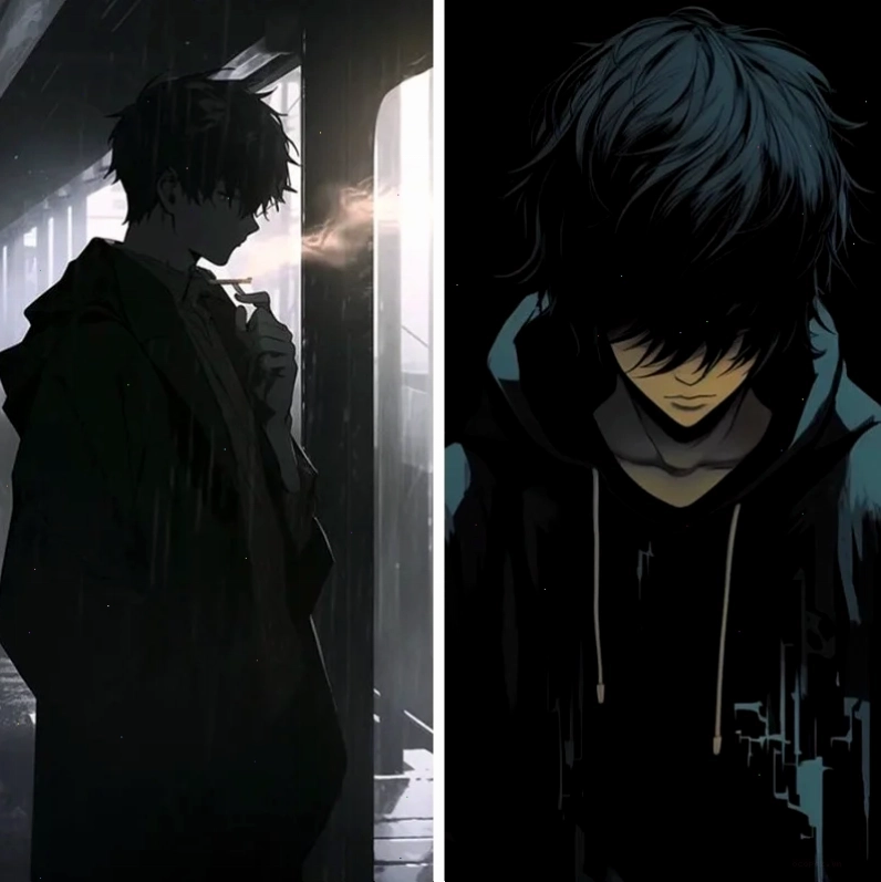 anime boy lạnh lùng nhìn xa xăm đầy tâm trạng